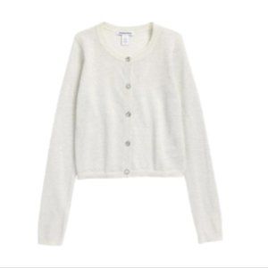 Nordstrom Kid Girl Everyday Sparkle Cardigan Ivory Pristine Sparkle XL 14/16 NWT